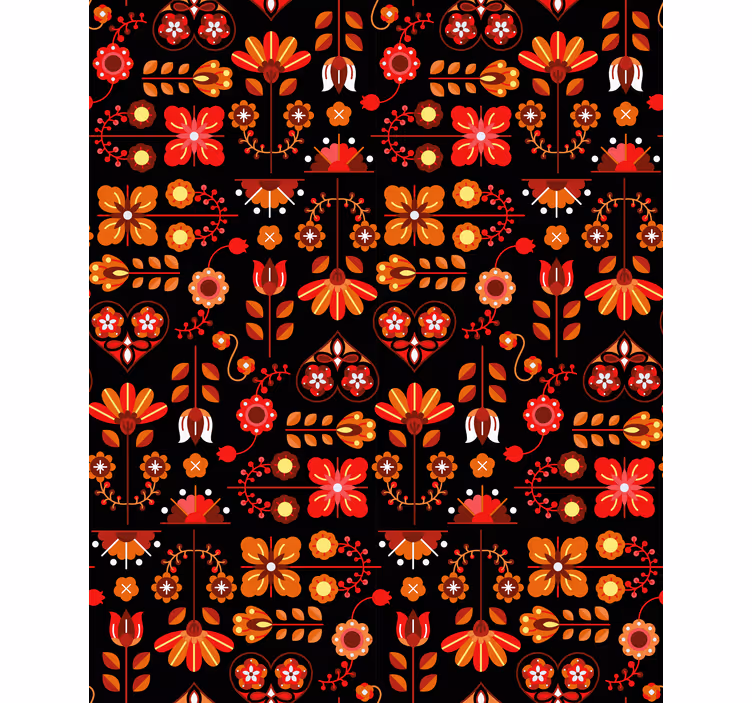 Tapeta do chodby v oranžovej ľudovej výtvarnej forme - Tenstickers