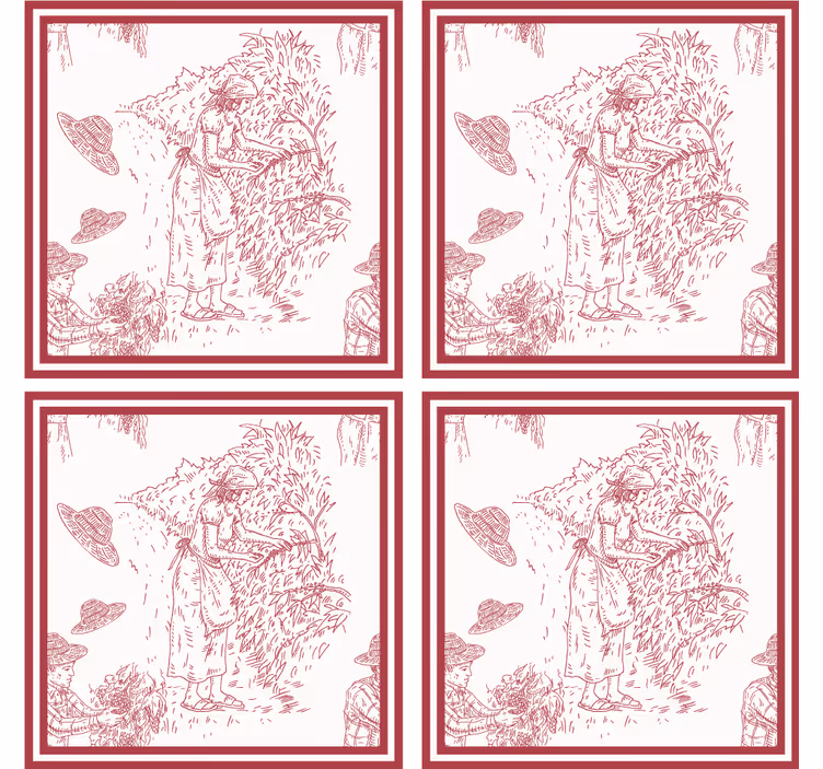 Vintage tapety s ilustrovanou rustikálnou scénou - Tenstickers