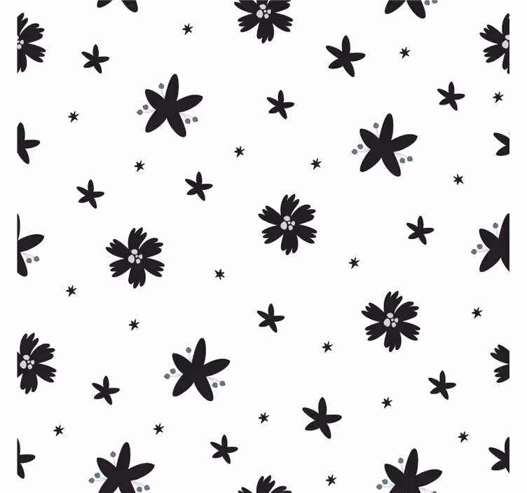 Tapety na stenu kvety čiernobiele kvetinové vzory - Tenstickers