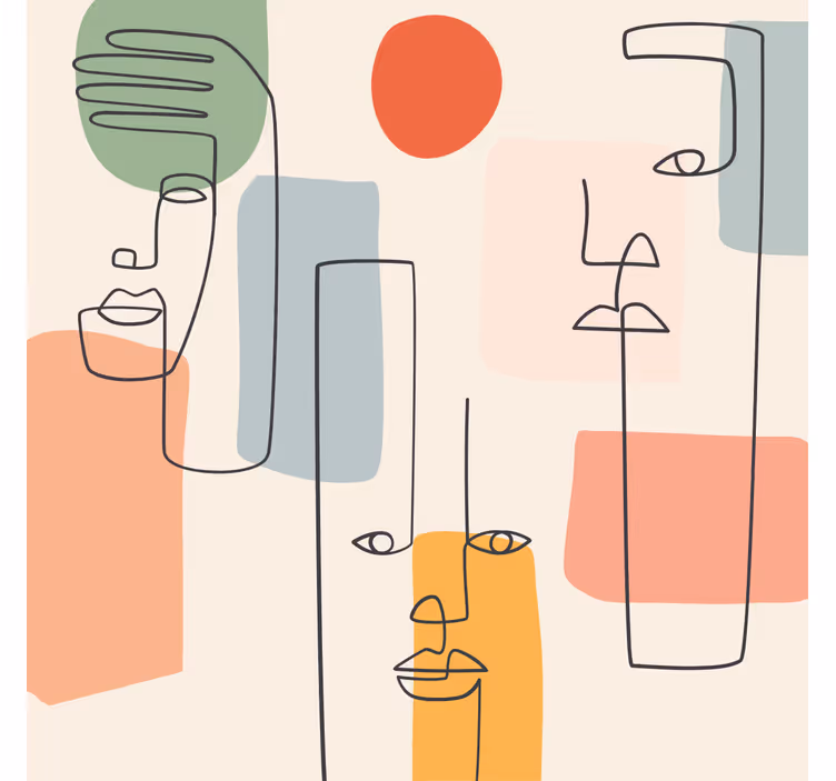 Tapety geometrické vzory minimalistické umenie s tvárami - Tenstickers