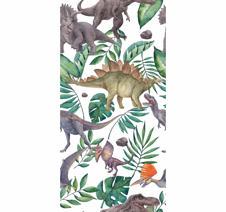 Tapeta dinosaury v jurskom akvarelovom vzore - Tenstickers