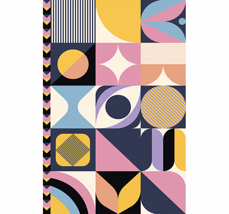 Moderna tapeta na stenu geometrické maľby s figúrami - Tenstickers
