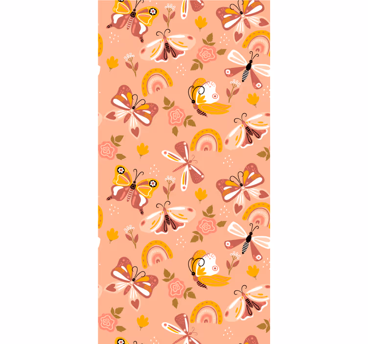 Moderna tapeta na stenu motýle a dúhy boho vzor - Tenstickers