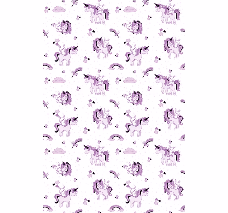 Tapeta do detskej izby fantázia fialových jednorožcov - Tenstickers