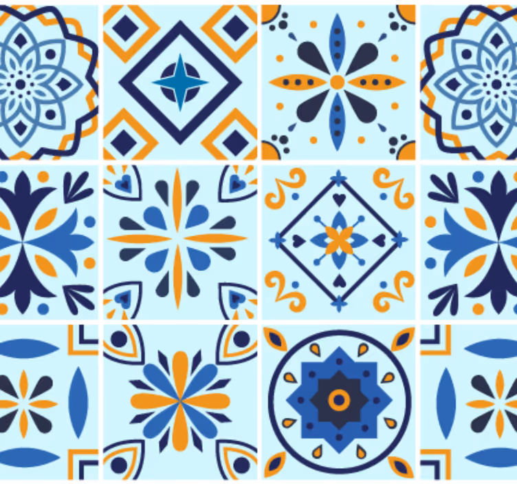 Tapety do kuchyne s tradičným dlažobným motívom - Tenstickers