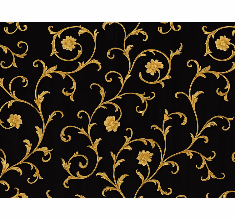 Barokové tapety zlatý scroll polnočný noir - Tenstickers