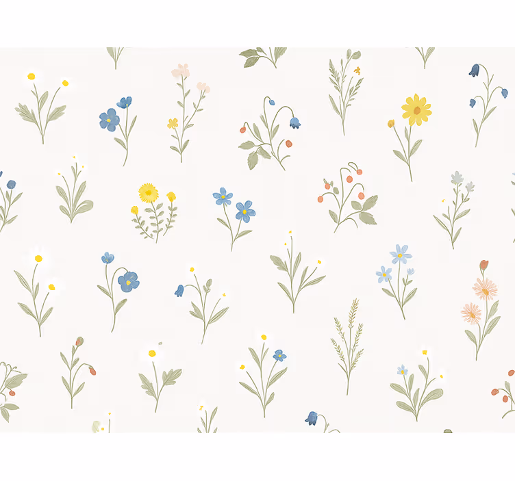 Tapeta do detskej izby s jednoduchým botanickým vzorom - Tenstickers