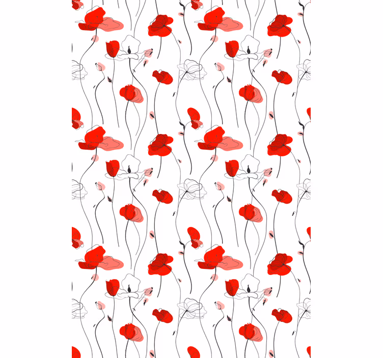 Tapety na stenu kvety kresba makov - Tenstickers