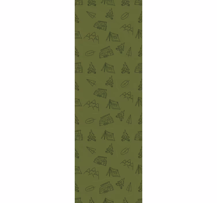 Tapeta do izby horská kampaň na zelenom pozadí - Tenstickers