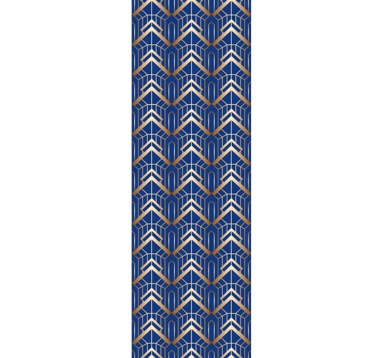 Tapeta do izby moderné modro-zlaté dekoračné vzory - Tenstickers