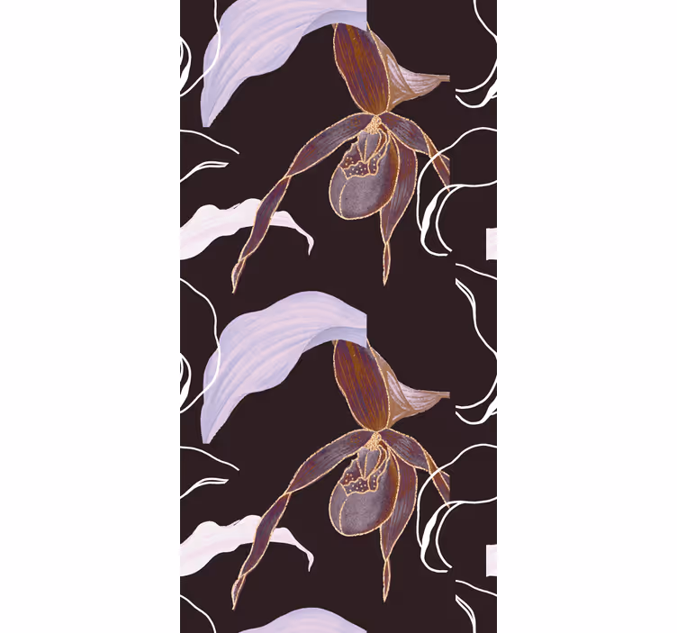 Tapeta do izby v africkom štýle s fialovou orchideou - Tenstickers