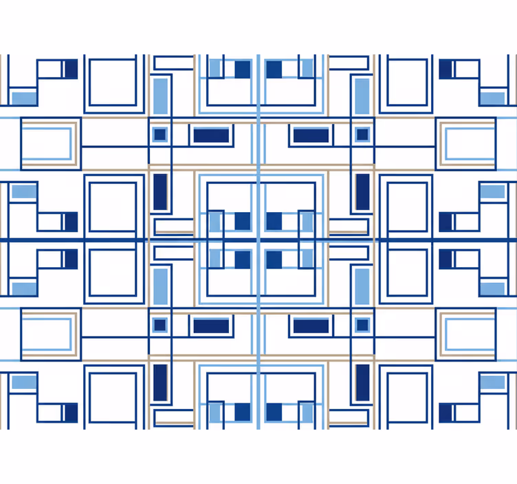 Tapety so štvorcami geometrické modré tvary - Tenstickers