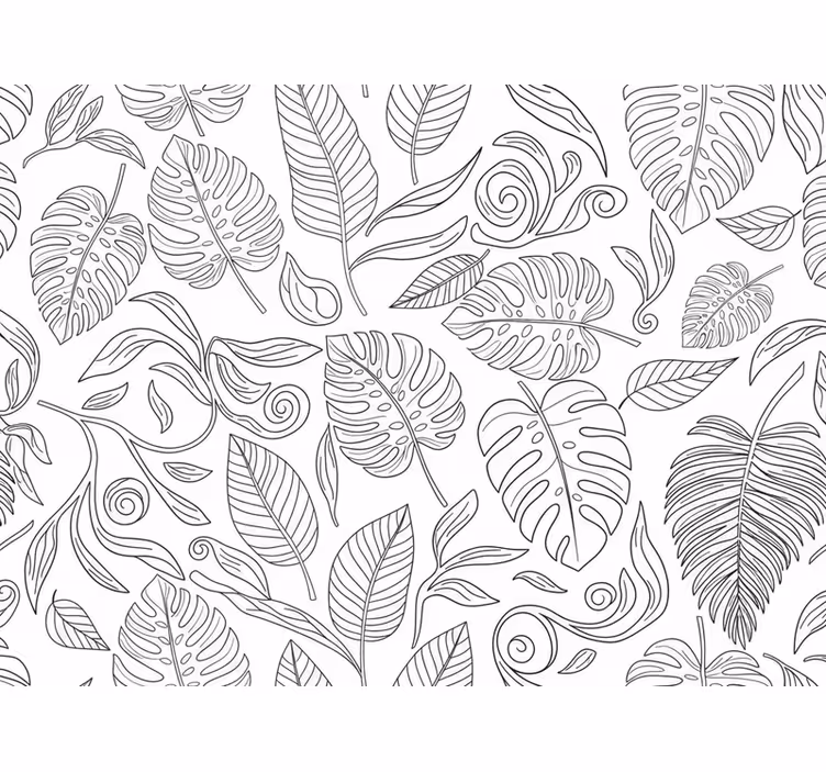 Moderna tapeta na stenu botanická čierno-biela - Tenstickers
