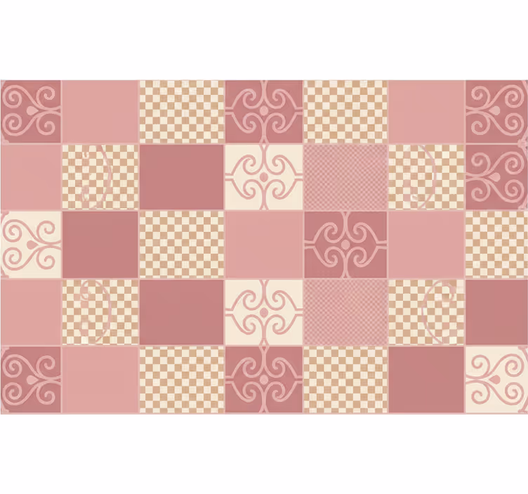 Geometrické tapety s vintage kockovaným dizajnom ružové - Tenstickers