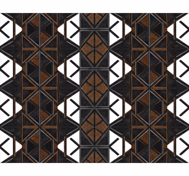 Priemyselné tapety geometrické čierne hnedé - Tenstickers