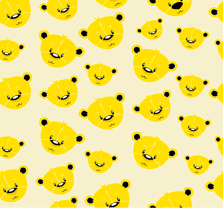 Žltá tapeta s medvedíkovým vzorom - Tenstickers