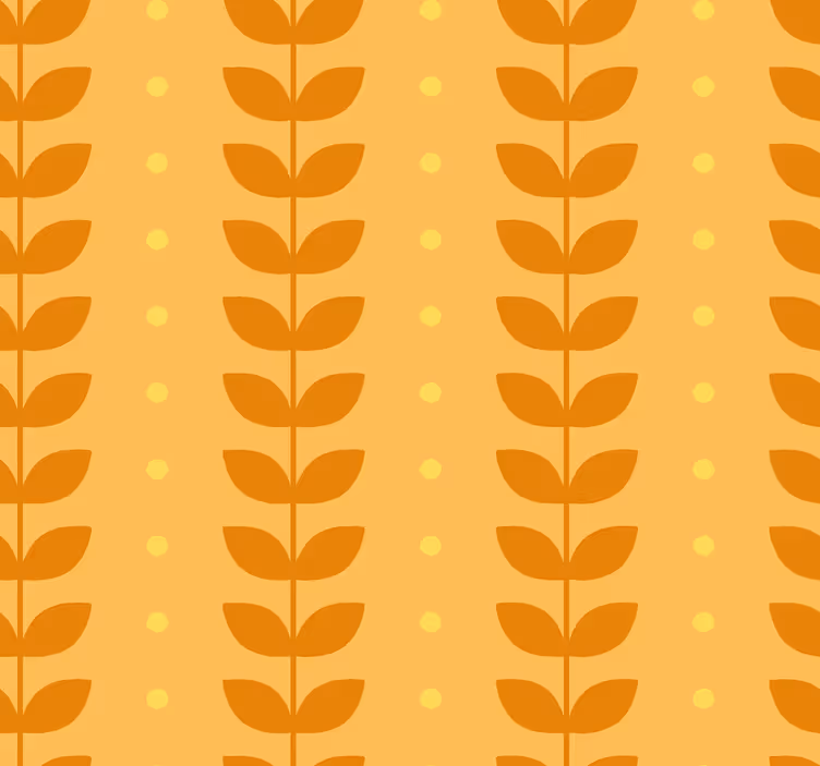 Oranžové tapety s vzorom listov - Tenstickers