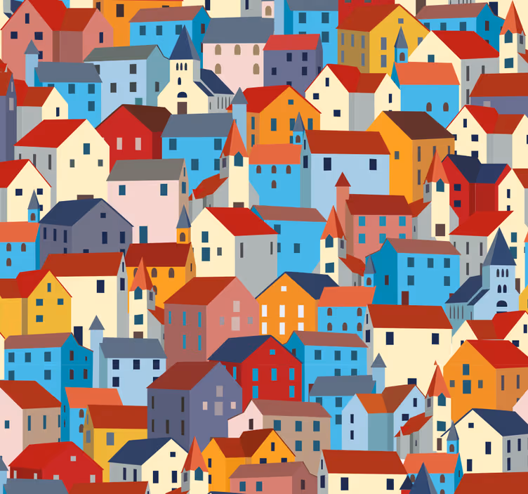 tapety mesto mestský patchwork - Tenstickers