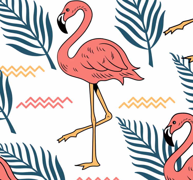 tapeta vtaky tropická potlač plameniaka - Tenstickers