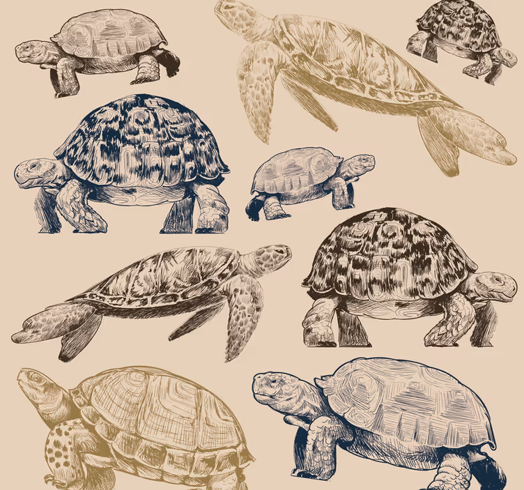Korytnačky béžové pozadie zvieracích tapiet - Tenstickers