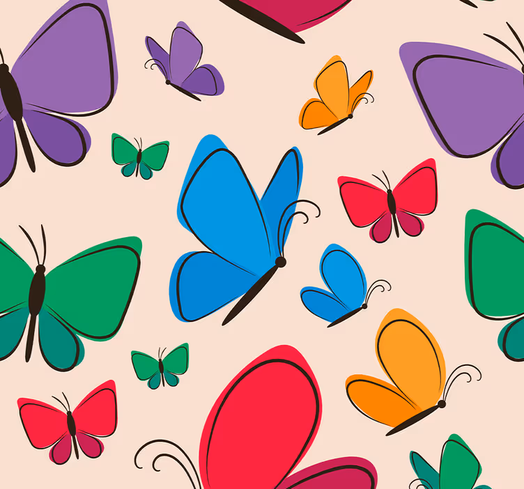 tapety na stenu motyle farebný motív na béžovom pozadí - Tenstickers