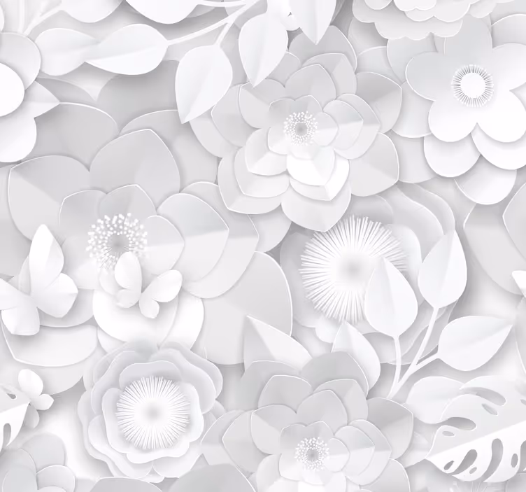 3d biele kvety tapety - Tenstickers