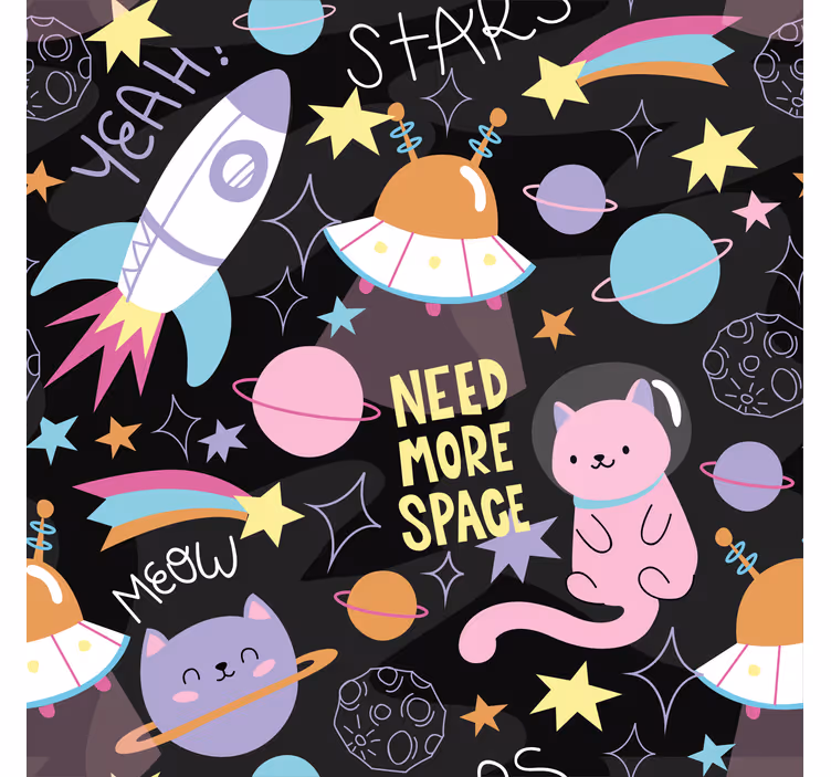 Tapeta mačka vo vesmíre detská tapeta - Tenstickers