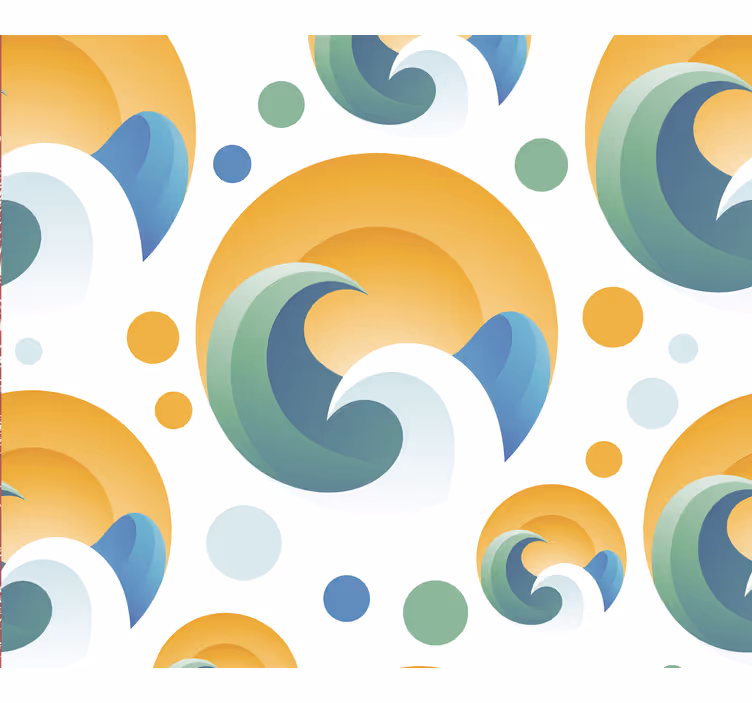 Slnko a vlny geometrický tvar tapety - Tenstickers