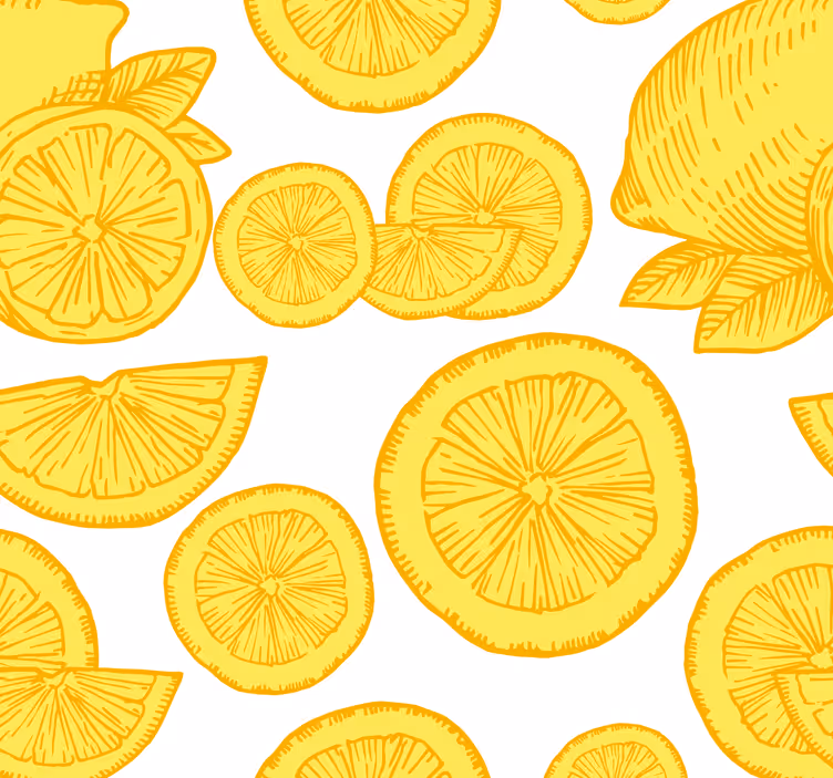 Oranžová a citrónová skica citrusových tapiet - Tenstickers