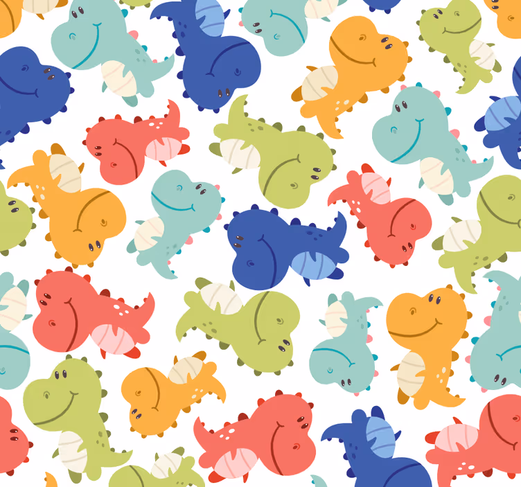 tapeta dinosaury veselý vzor dinosaura - Tenstickers