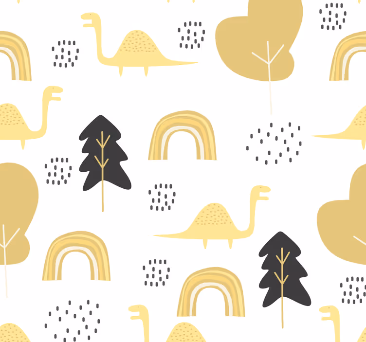 žlté tapety dinosaurov v severskom štýle - Tenstickers