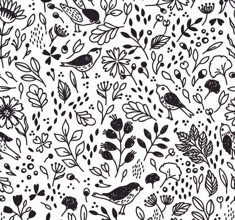tapety na stenu kvety botanický vtáčí vzor - Tenstickers