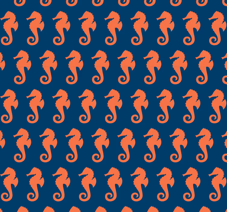 Oranžový morský koník vzor morský život tapety - Tenstickers