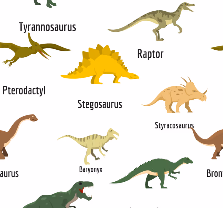 Realistické dinosaury s menami detská tapeta - Tenstickers