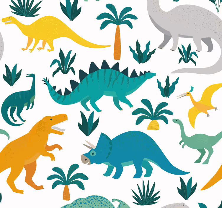Dinosaury so stromami detská tapeta - Tenstickers