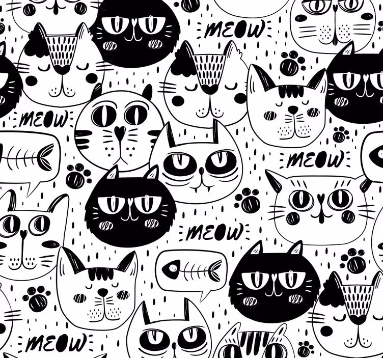 čierne a biele mačky zviera tapety - Tenstickers