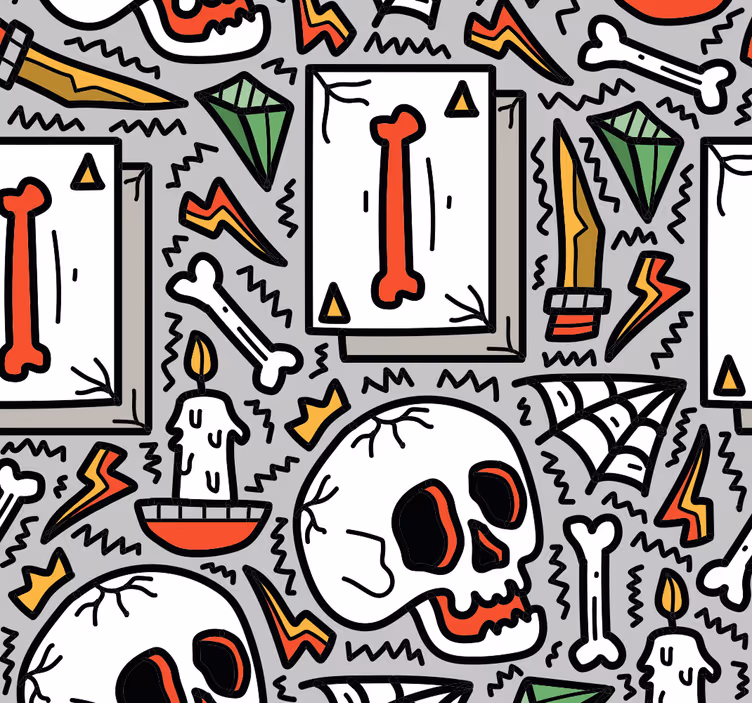 čierne a biele prvky halloween tapety - Tenstickers