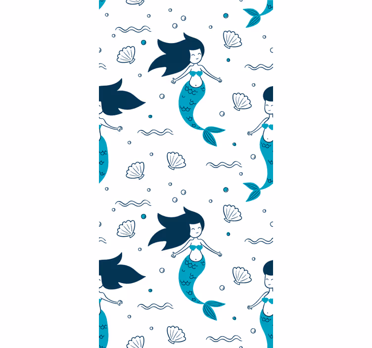 Vzor morskej panny modrá tapeta - Tenstickers