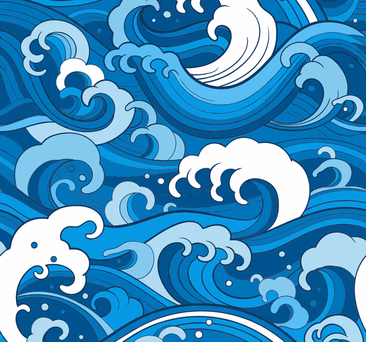 Modré tapety s vzorom oceánskych vĺn - Tenstickers