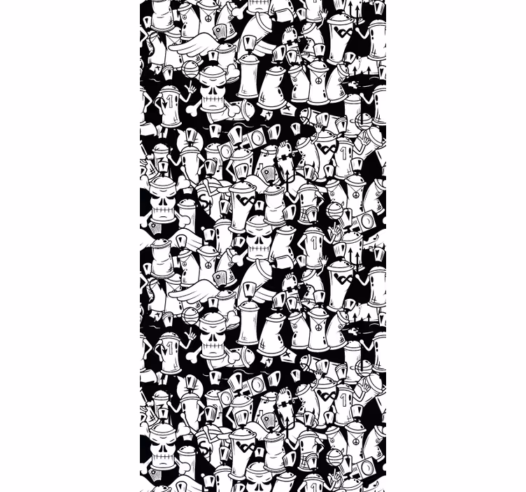 čiernobiele graffiti plechovky umelecké tapety - Tenstickers