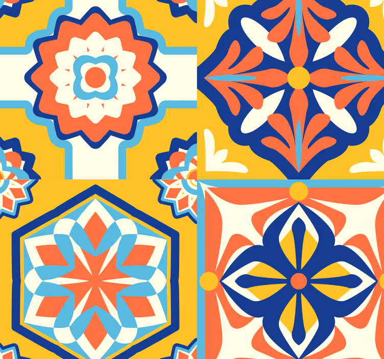 tapeta obkladačky geometrická fúzia dlaždíc - Tenstickers