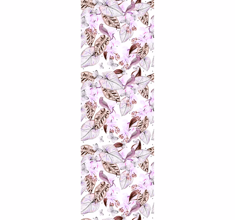 tapeta listy botanický motív motýľa - Tenstickers
