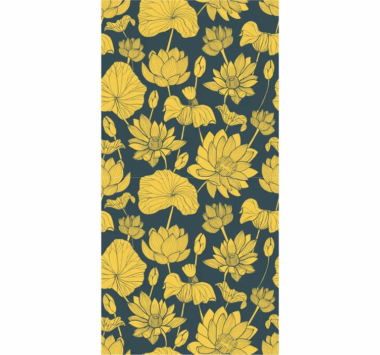 tapety na stenu kvety botanická ilustrácia lotosu - Tenstickers
