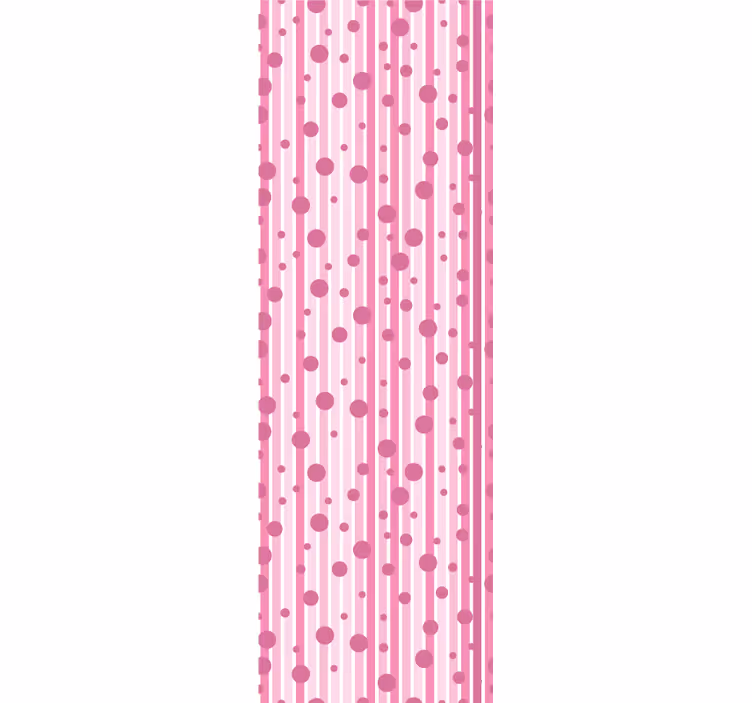 Vertikálna ružová a biela s bodkami tapety - Tenstickers
