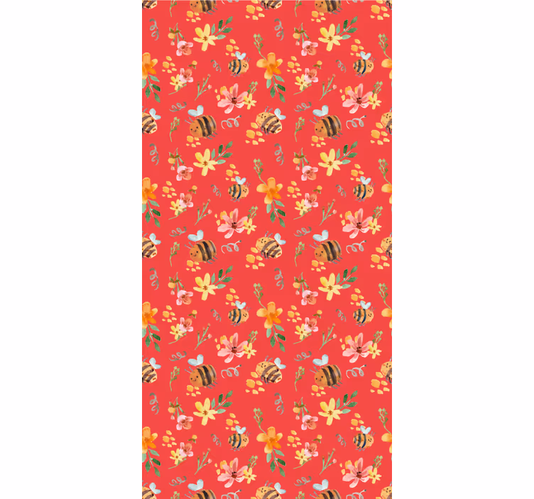 tapety na stenu kvety včelí kvetinový vzor - Tenstickers
