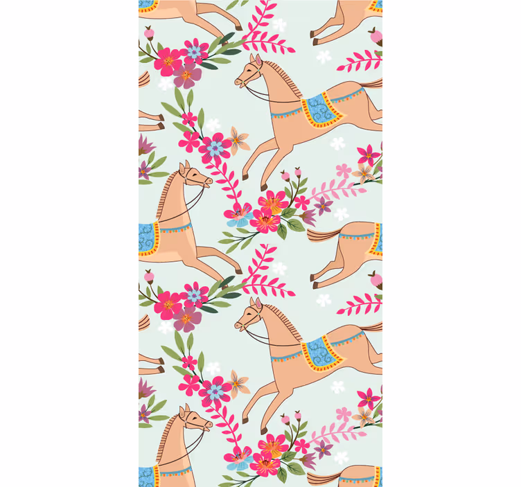 tapeta na stenu zvierata jazdecké kvety - Tenstickers