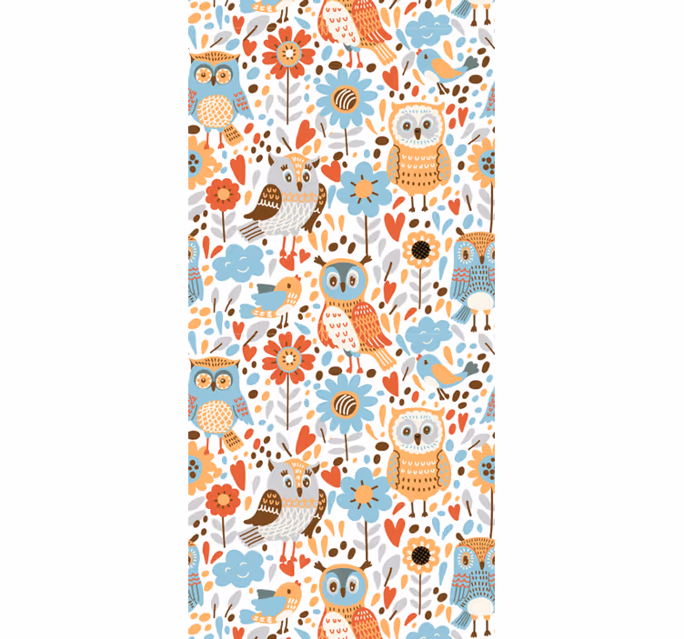 tapety do škôlky sovy kvetinový vzor - Tenstickers