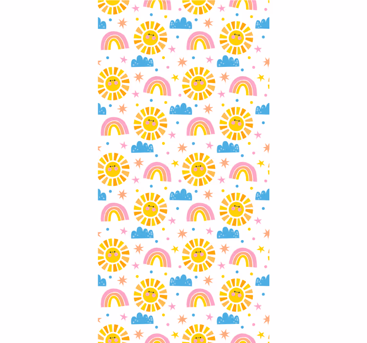 Detská tapeta dúha, slnko a oblaky - Tenstickers