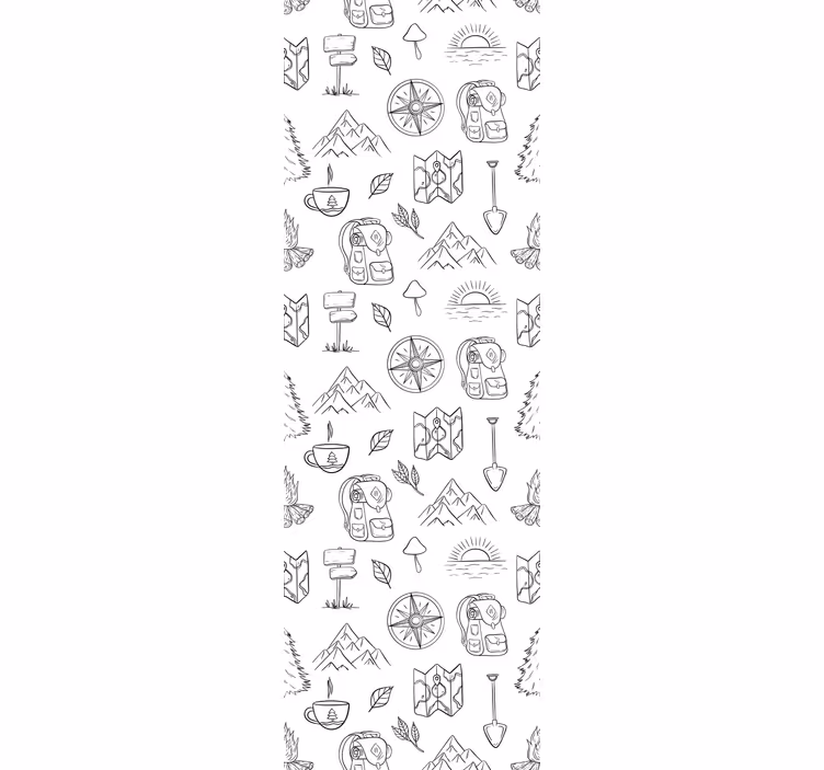 Ručne kreslený kompas, hory, tapeta v džungli - Tenstickers