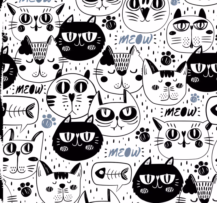 mačky tapety štylizovaný vzor mačiek - Tenstickers